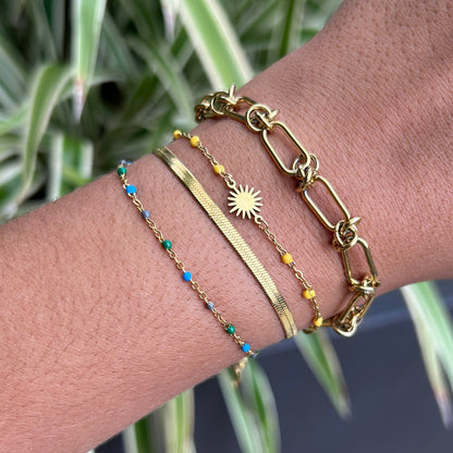 Beaded Golden Bracelet with SUN charm