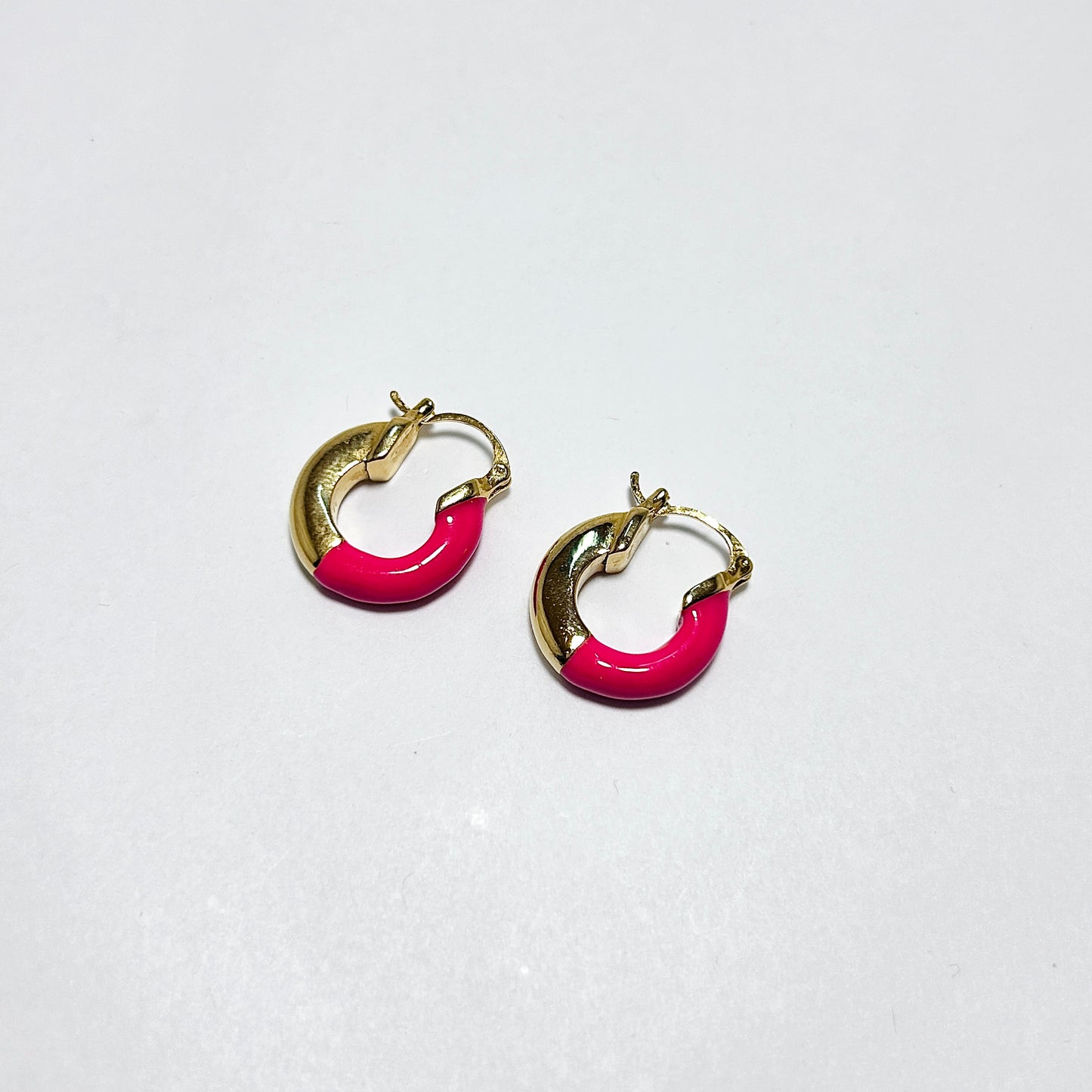 Round Hoop Golden Earrings - Small Colourful