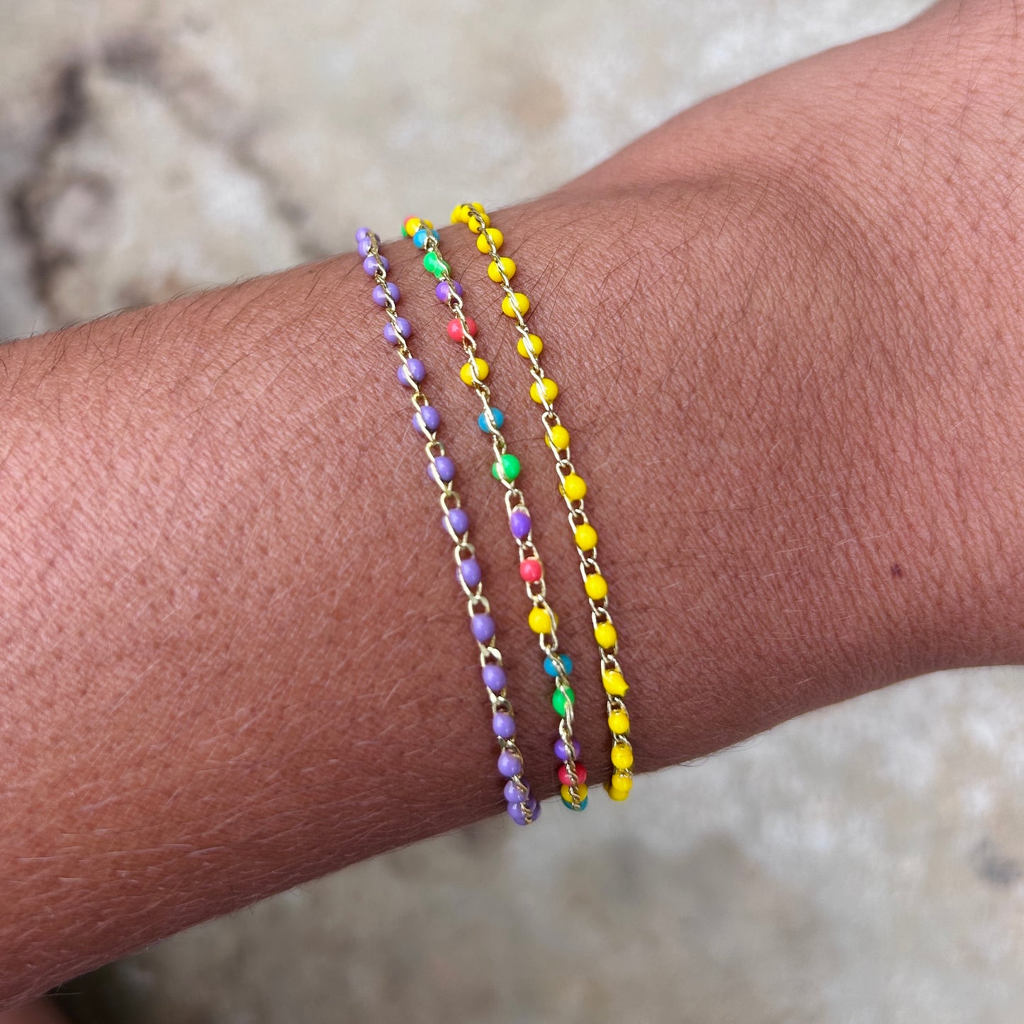 COMBO | 3 Beaded Golden Bracelets | 2mm