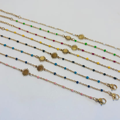 Beaded Golden Bracelet with SUN charm