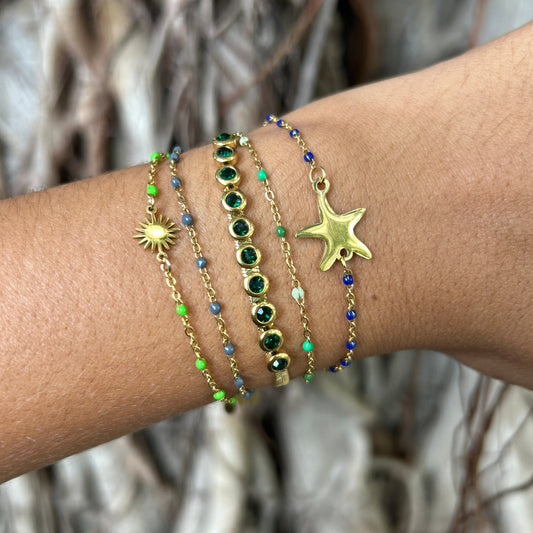 Beaded Golden Bracelet with SUN charm