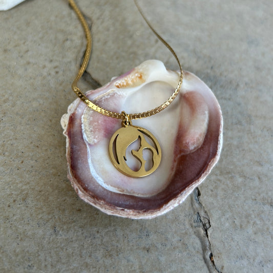 Mother & Child Golden Pendant
