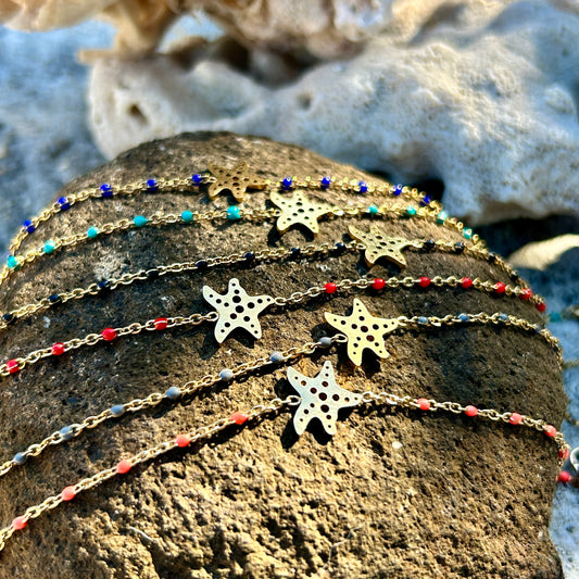 Beaded Golden Bracelet with STAR charm