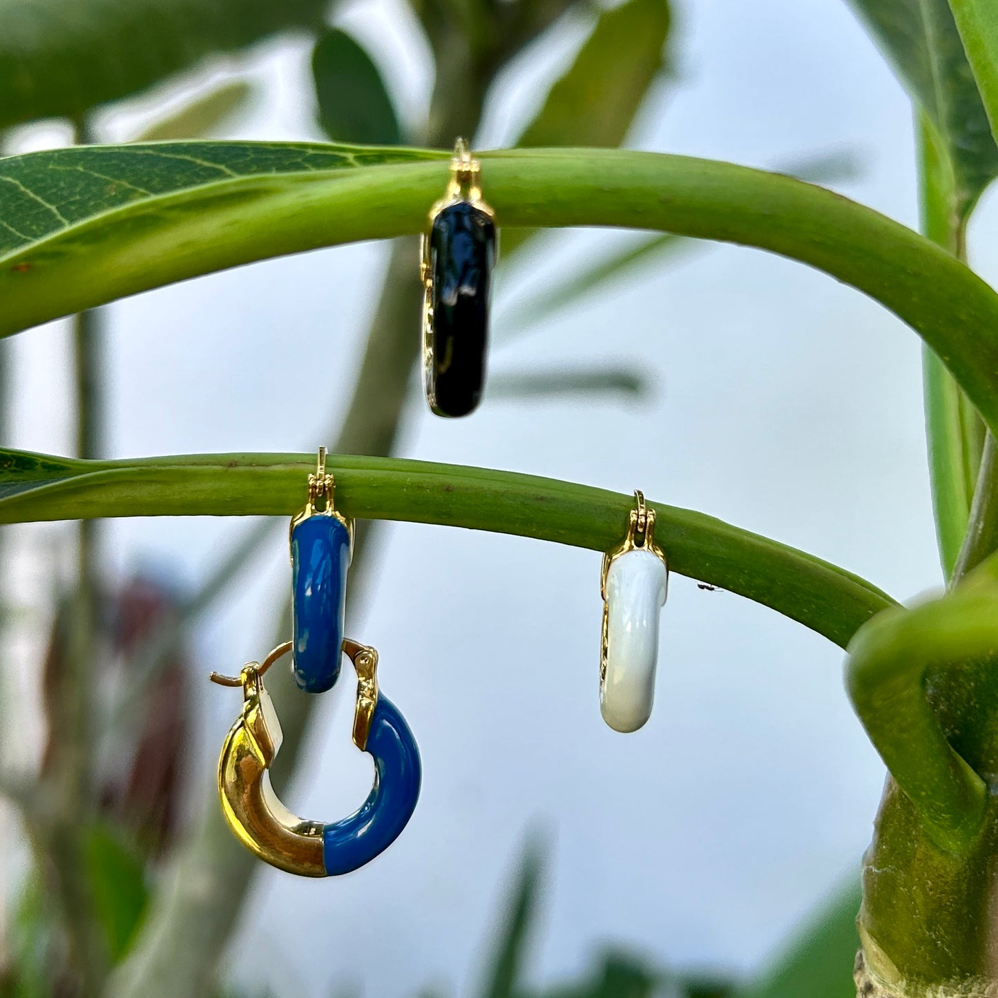 Round Hoop Golden Earrings - Small Colourful