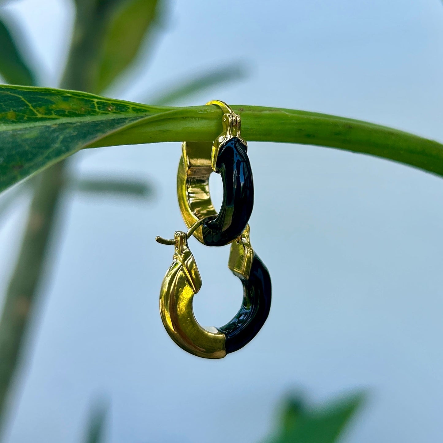 Round Hoop Golden Earrings - Small Colourful