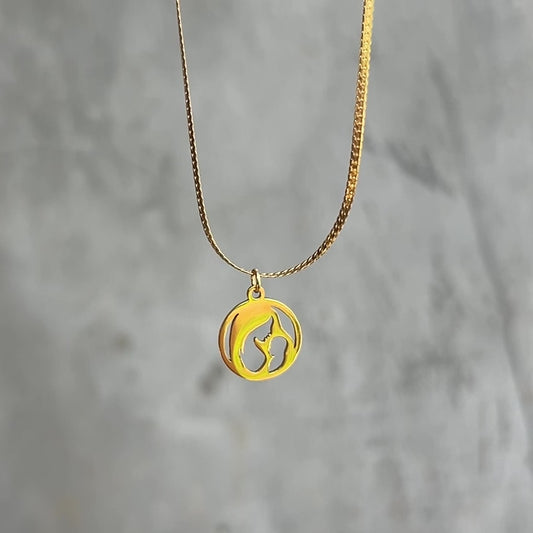Mother & Child Golden Pendant