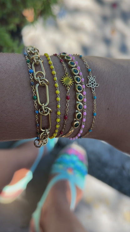 Beaded Golden Bracelet with SUN charm