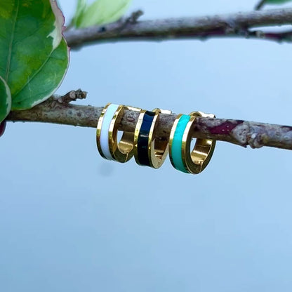Round Hoop Golden Earrings - Mini Colourful